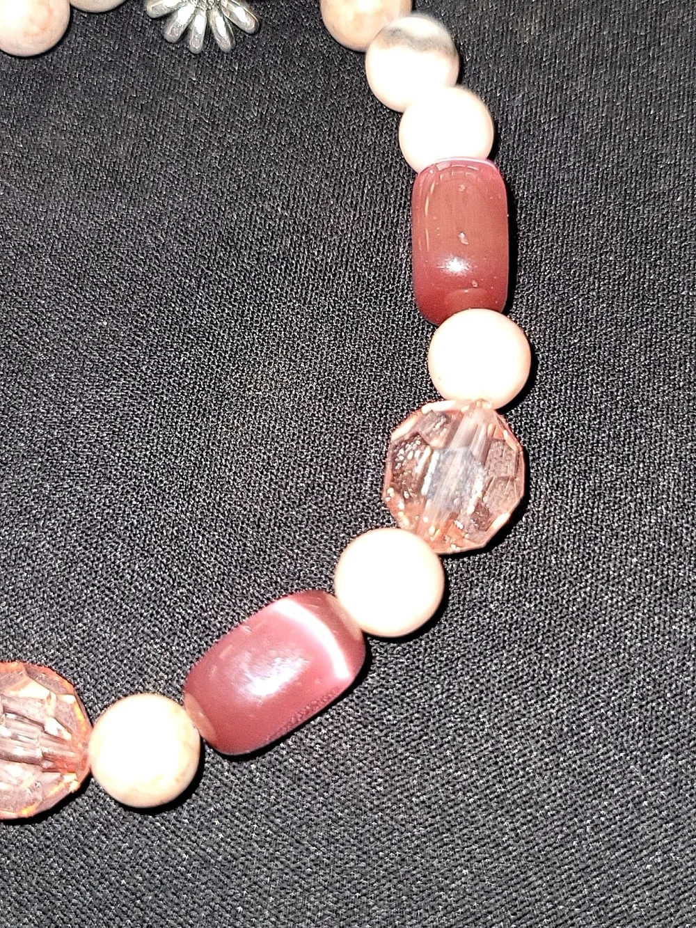 Handmade Beaded Wrist Phone Lanyard Keychain Bracelet Pink Cat's Eye Crystal